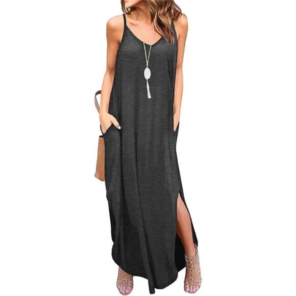 Women's Summer Casual Loose Dress Beach Cover Up Long Cami Maxi - Picture 6 of 6